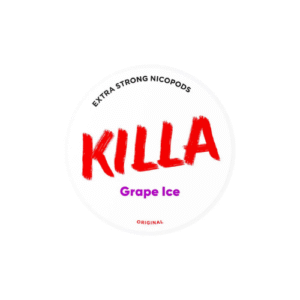 “Killa Grape Ice 13.2mg nicotine pouch can – juicy grape flavour with a menthol ice finish, tobacco-free”