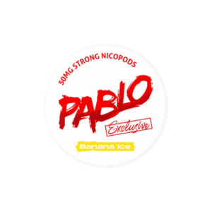 “Pablo Exclusive Banana Ice 50mg nicotine pouch can – sweet banana and icy menthol flavour, tobacco-free, extra strong”