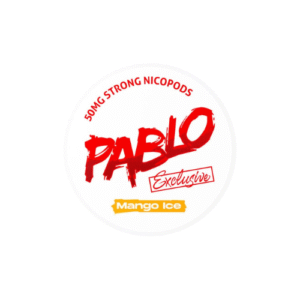 “Pablo Exclusive Mango Ice 50mg nicotine pouch can – strong mango flavour with icy menthol, tobacco-free”
