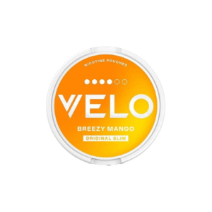 “Velo Breezy Mango 11mg nicotine pouch can – juicy mango flavour, tobacco-free, strong nicotine”
