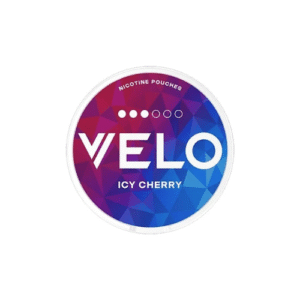 “Velo Icy Cherry 12mg nicotine pouch can – sweet cherry with icy menthol, tobacco-free, strong nicotine”